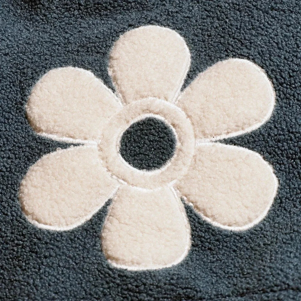 Teal Daisy Sherpa Zip Jacket‎ 0X L Teddy Coat Cozy Soft Girl Boho Flower Power